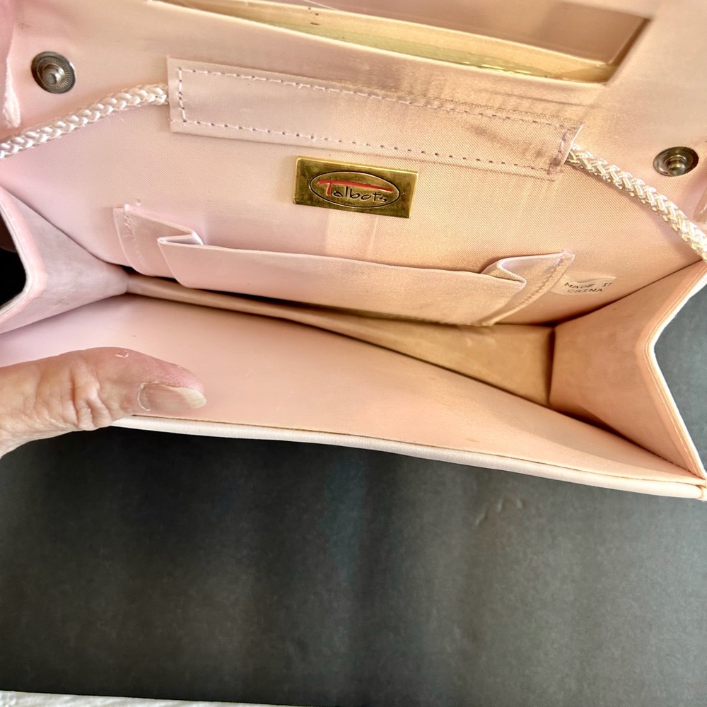Talbots Purse Evening Bag blush pink satin